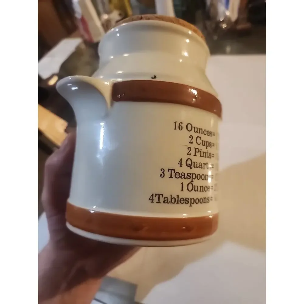 FTD Ceramic Milk Cream Can Shaped Ceramic Utensil Holder with Measurement Info